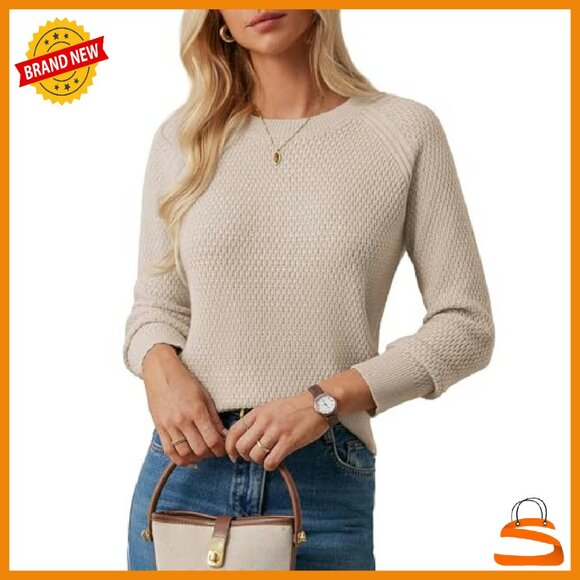 Merino Wool Blend Pullover Sweater Long Sleeve Crewneck Fall Winter - Picture 2 of 8